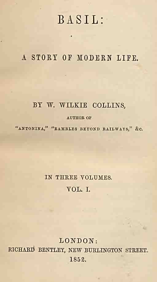 Basil by Wilkie Collins - first edition title-page.