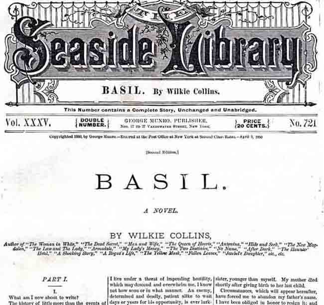 Seaside Library edition of Basil in 1880.