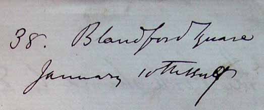 Wilkie Collins handwritten address
