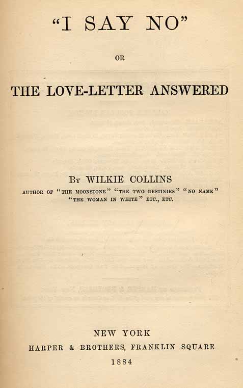 I Say No - Harper's edition in 1884.