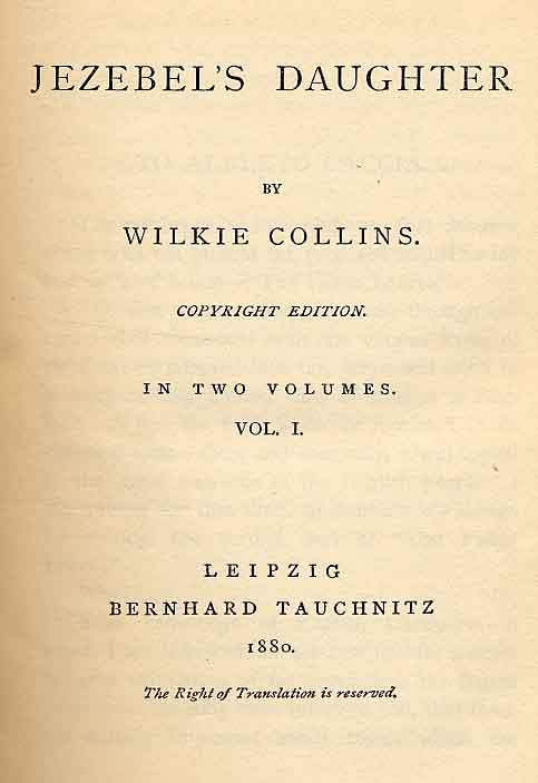 Jezebel's Daughter - Tauchnitz Leipzig edition.