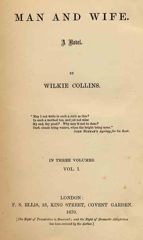 Man and Wife - first edition title-page by F. S. Ellis.