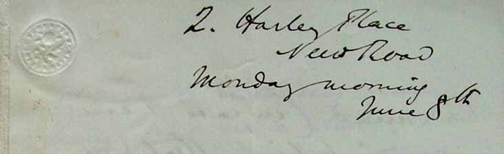 Harley Place handwritten address